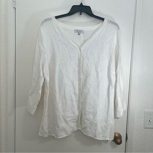 August Silk White Blouse with Embroidered Detail